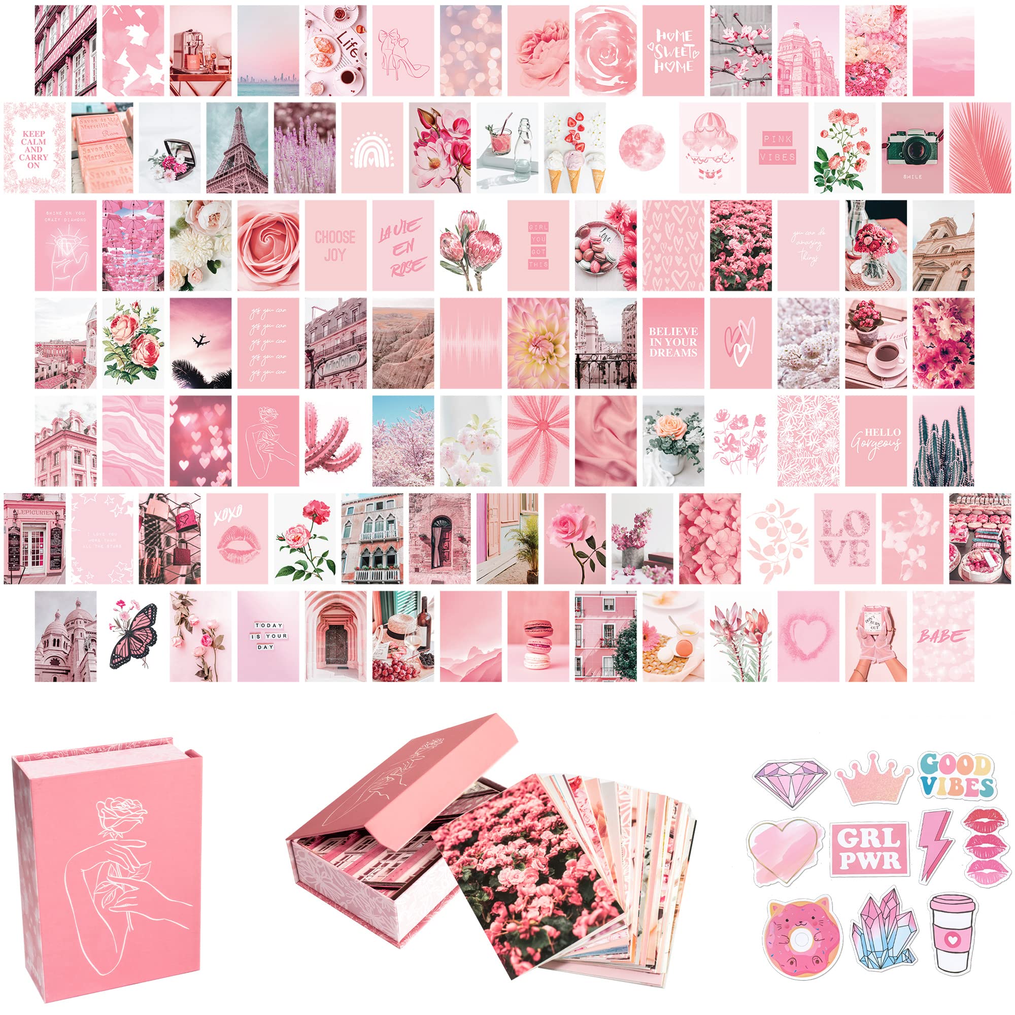 Pink Theme Aesthetic photo cards of your choice 21 Cards 4x6'' For Wall