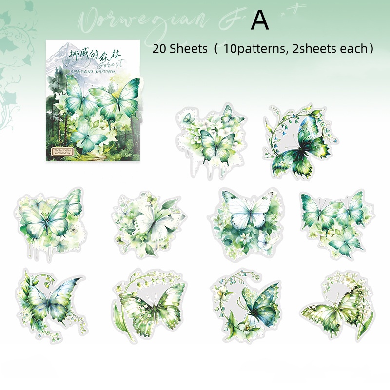 Panda Online 20PCS The Norwegian Forest Series PET Waterproof Stickers