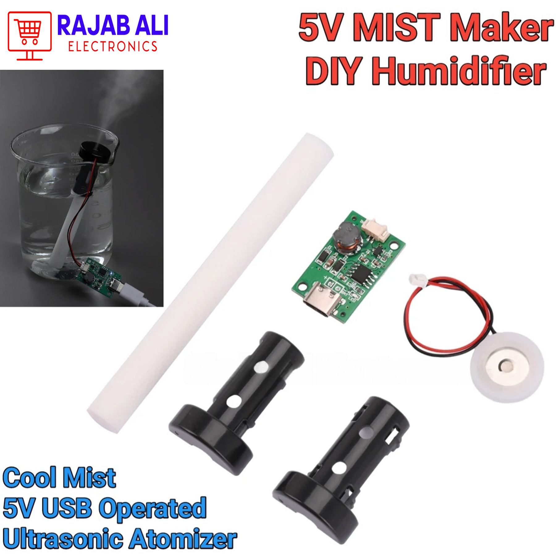 5V C-Type DIY Air Humidifier Module with Integrated Driver Circuit Board and Electronic Fan - Elegant Home Improvement Accessory