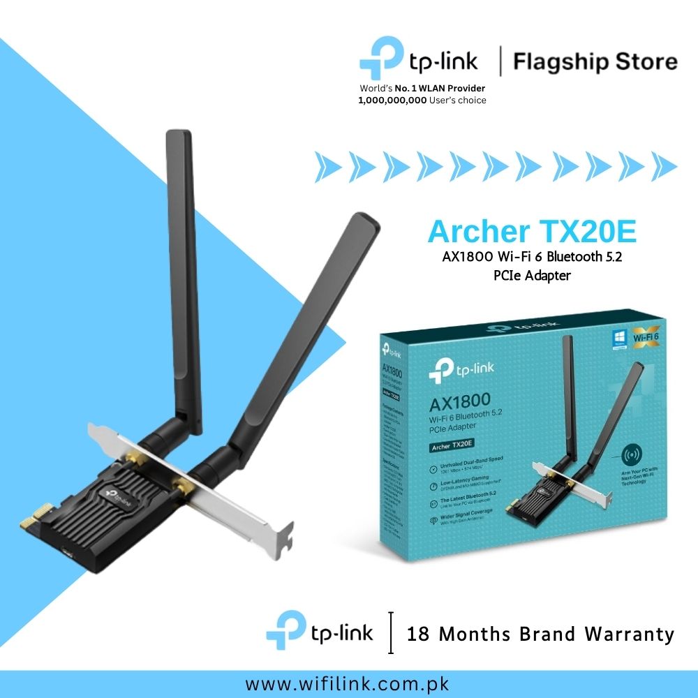 TP-Link Wi-Fi 6 Bluetooth 5.2 Card Archer TX20E / TX50E AX1800 Wi-Fi 6 Bluetooth 5.2 PCIe Adapter - 18 Months Brand Warranty