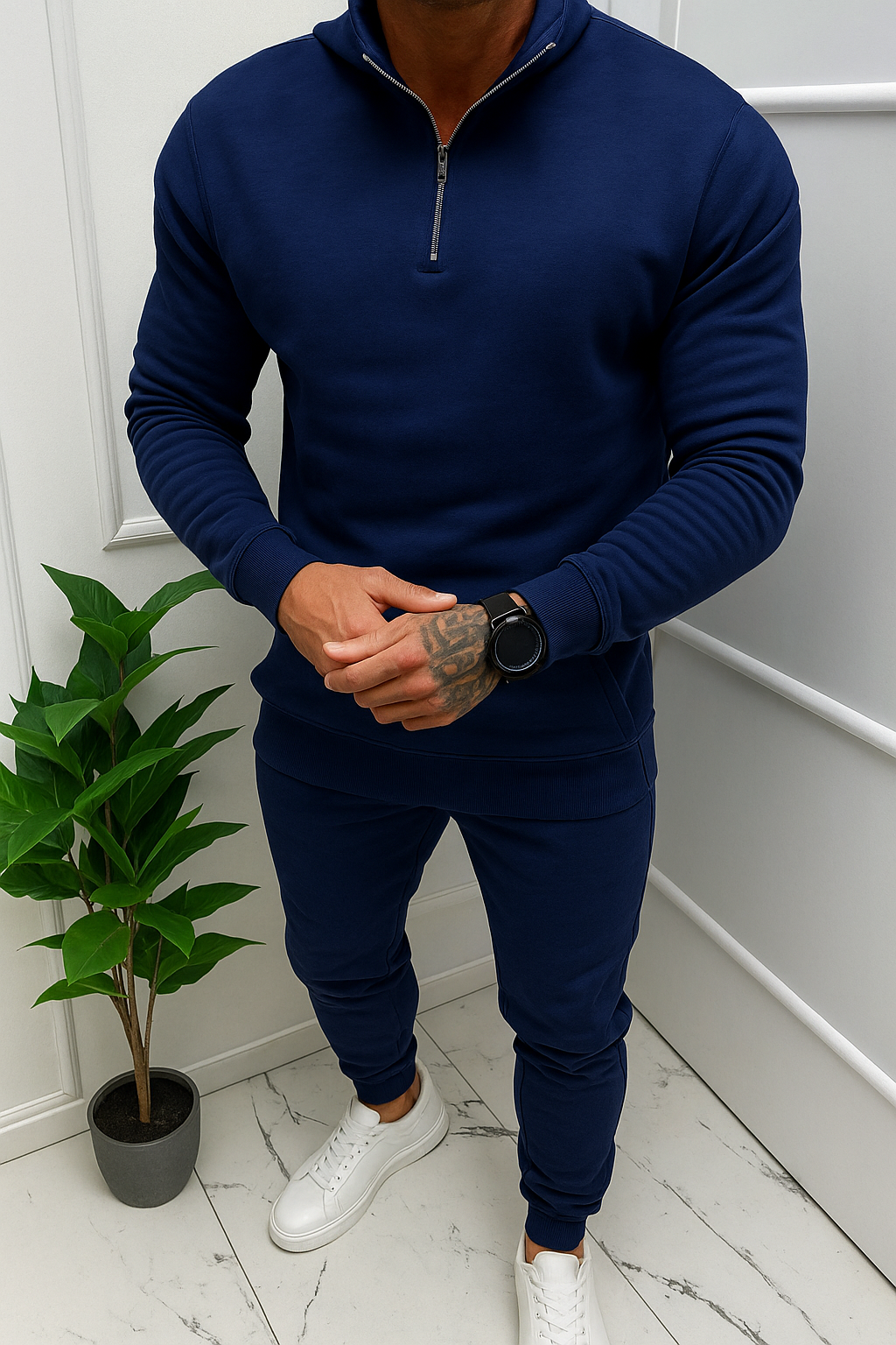 Men's Half Zipper Sweater with Pants
