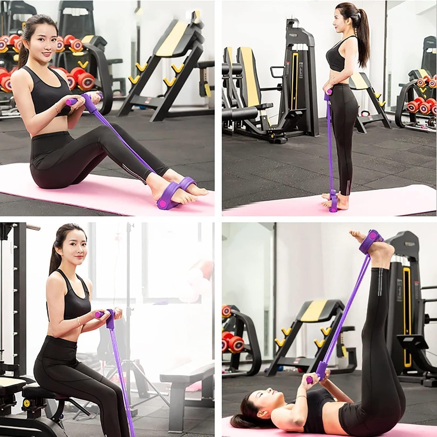Pull Reducer Resistance Training Bands Tummy Trimmer Bally Fat Burner Body Exerciser Weight Loss Home Gym Home Workout Arm Muscle Builder Double Pull Rope Body Trimmer Pedal Exerciser Yoga Crossfit Exercise Arm Exercise Tummy Body Building Training Unisex
