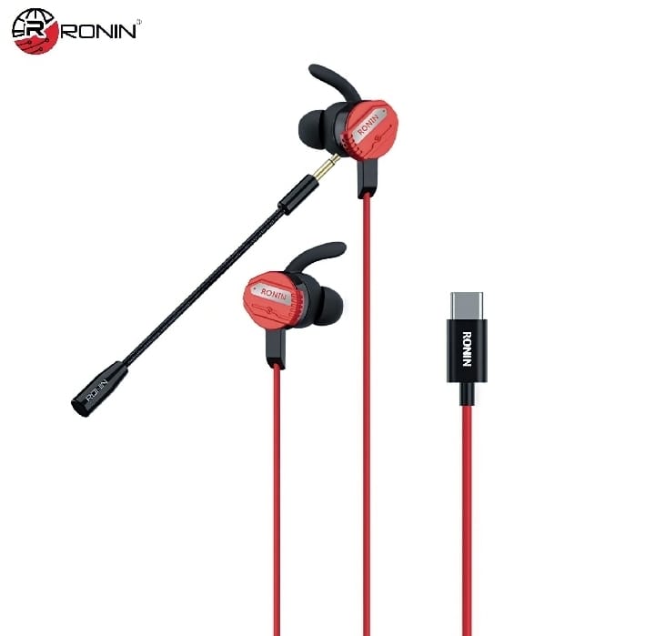 RONIN R-007 Gamerz Type-C Handsfree | 8D Surround Clear Sound Earphones | Crystal Clear Sound | Powerful & Deep Bass | Clear Calling | Immersive Stereo Sound | 122dB | 20Hz–20kHz | 1.2m Cable | Ronin