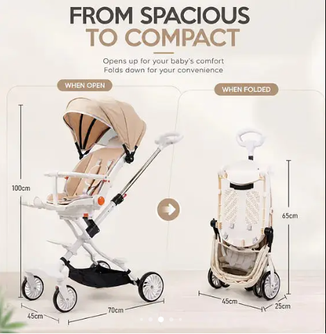 Baby Stroller, Foldable Four-Wheeled Child Stroller, Lightly and Easily Foldable Child Stroller, Suitable For 1-5 Years Old