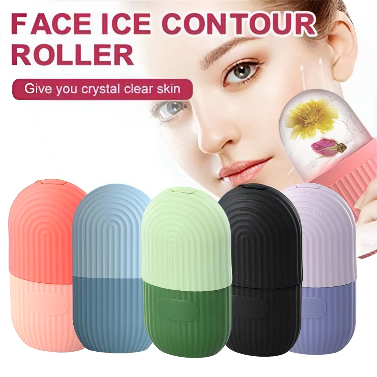 Ice Cube Roller for Face, Silicone Ice Roller for Face and Body, Silicone Ice Roller Facial Massage for Cryotherapy - Beauty Skin Care Massage for Collagen Regrowth & Skin Strengthening