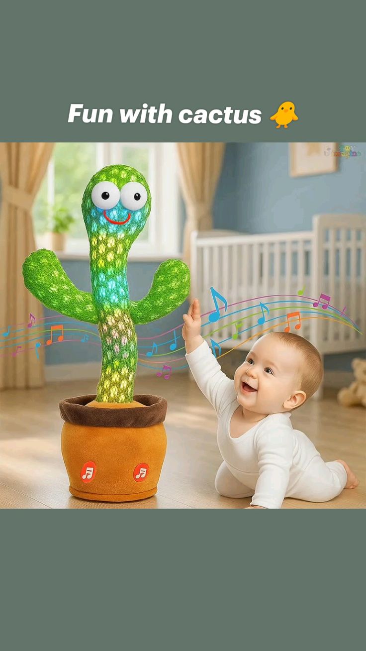 Dancing Cactus Talking Toy Kids Children Plush Electronic Toys Baby Singing Wriggle Voice Recording Repeats What You Say LED Lights Toddler Educational Funny Gift