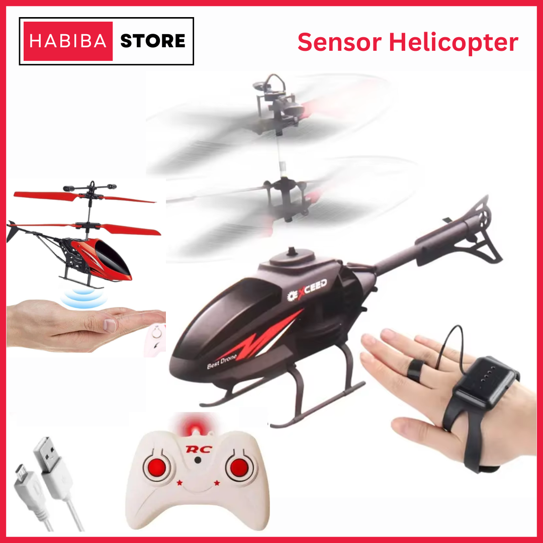 Dynamic Motion Sensing Helicopter Toy - 2 in 1 Hand Sensor & Remote Control Rechargeable Helicopter Toy for Kids – USB Charging Induction Aircraft, Durable Flying RC Helicopter Drone