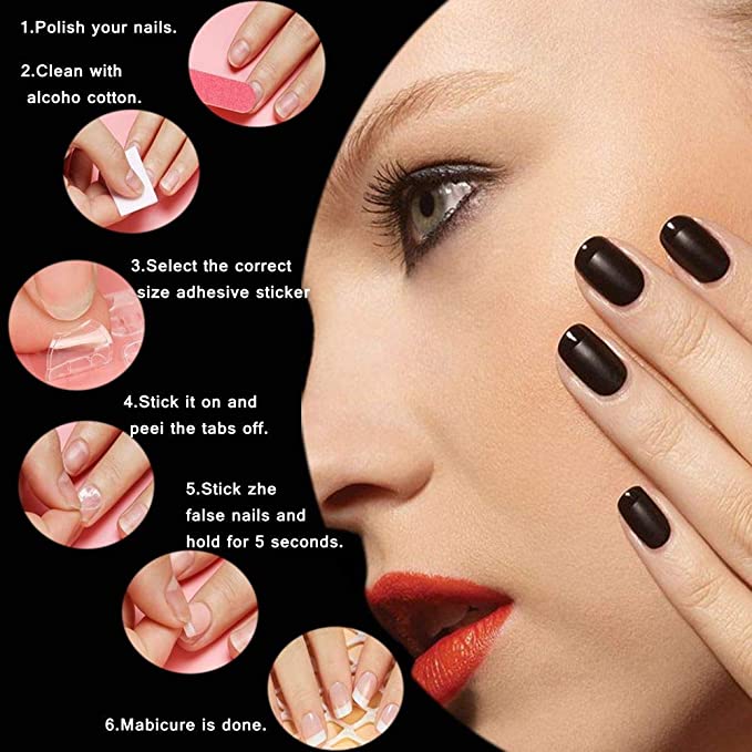 Nails Glue Sheets (24 Dots/tabs) Nails Stickers Tape Double Side Nail Sticker Self Adhesive Clear Sticky Tabs For Fake Artificial False Nails Adhesion Of Art Guide DIY Jelly Double-sided Adhesive Transparent Invisible Clip Adhesive