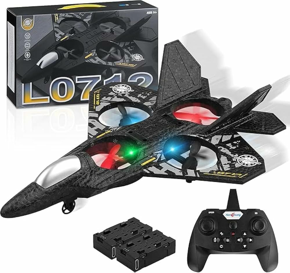 Remote Control Fighter Jet Airplane – 2.4G RC Foam Stunt Plane with LED Light, Durable Flying Toy Drone for Kids’ Entertainment