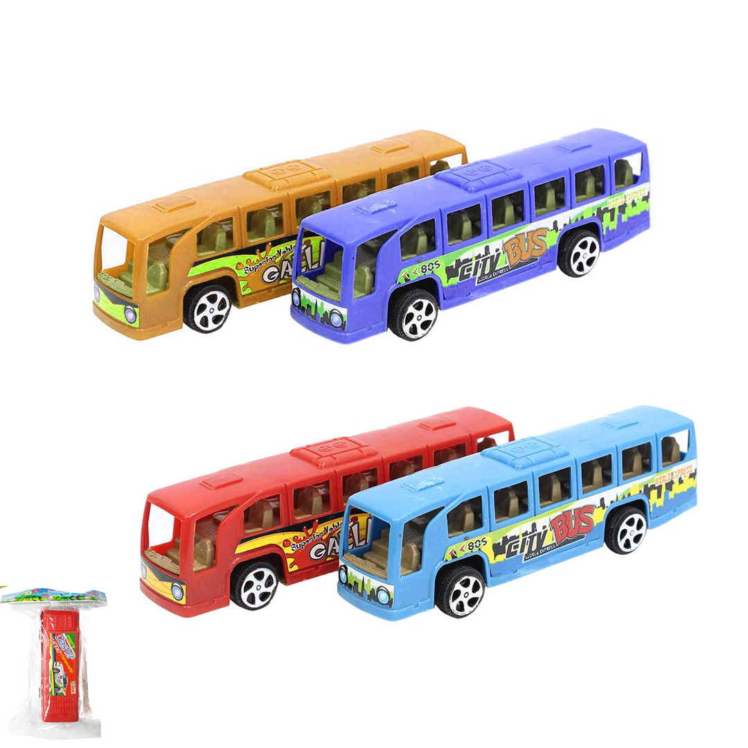 4 Pcs Set - Mini Pull Back Transport Bus Vehicle Toys For Kids Boys And Girls