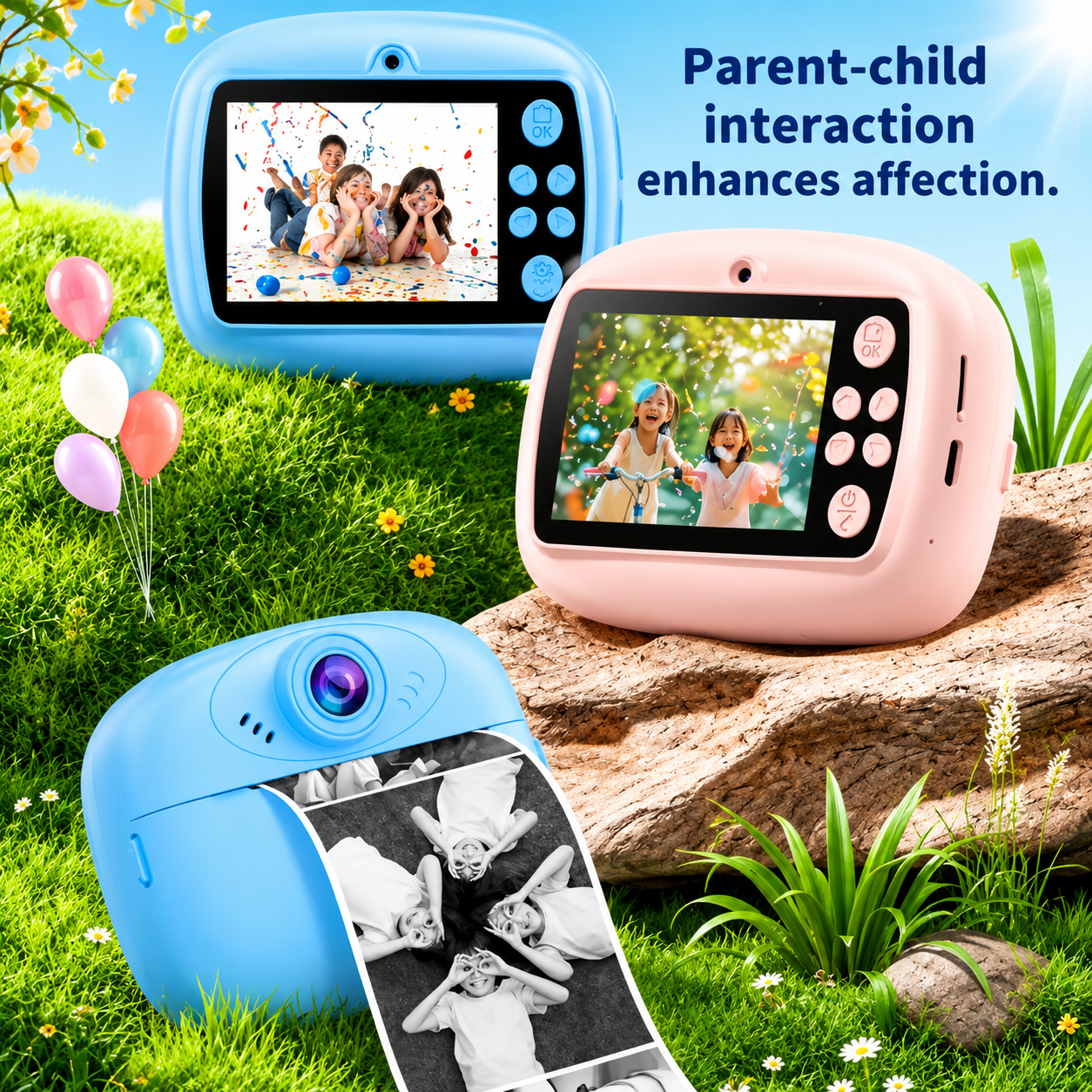 Smart Digital Dual Lens instant Print camera For kids 1080 P Vedio Recorder & Selfie Camera With Tharmal Printer Camera 2.4" IPS Screen Mini Portable Camera With Games Best Gift For Gift For Both Girls And Boys ! Children Digital Camera Toys For Kids