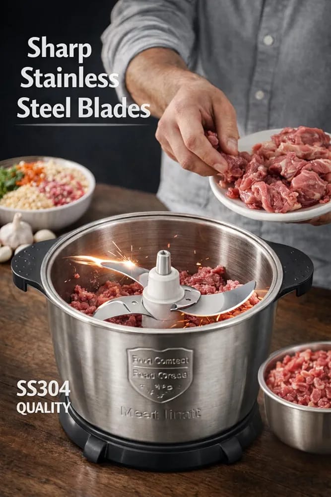 Original Electric Meat Grinder 2L/3L  Stainless Steel Food Chopper for Meat, Vegetables, Onion & More and Body Design Beatiful Durable electric meat choper kima machine