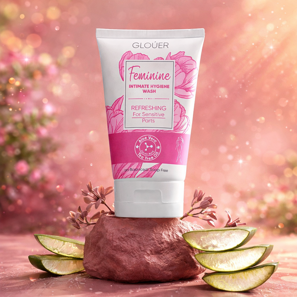 Glouer - Feminine Hygiene Wash - Refreshing For Sensitive Parts - Intimate Wash For Women - Maintains PH & Prevents Bacterial Infections - Soap Free - For External Use Only - 100ML
