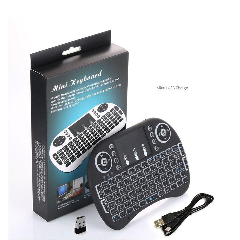 RF-500/RF500 Mini Keyboard & Mouse backlit For Andr0id Box, PC, Laptop etc