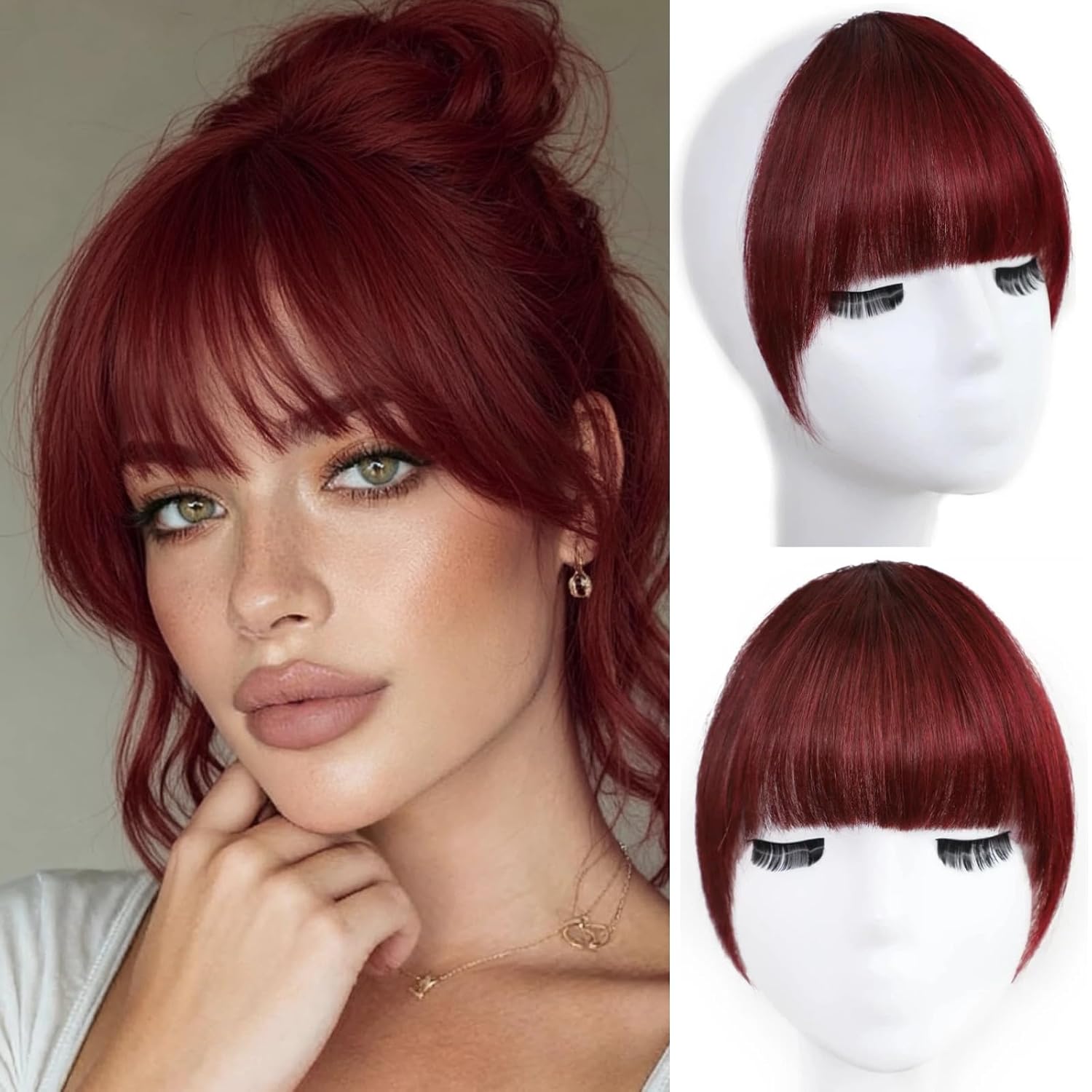 Hair Extensions Ultra Thin 3D Air Clip in Bangs Hairpiece with Nice Net Natural Flat Neat Bangs for Women
