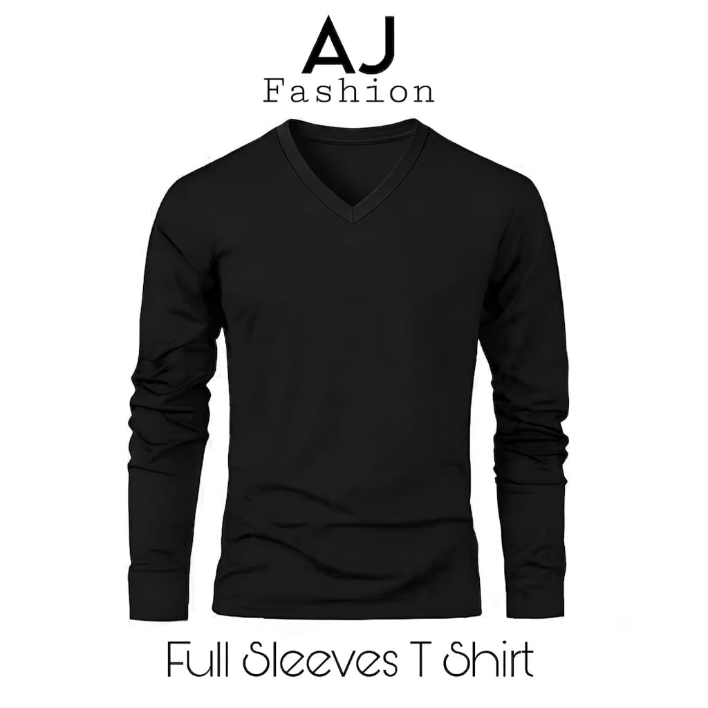 AJ Fashion | Men Full Sleeve  V Neck T shirt | Cotton Jersey | Premium Cotton | Everyday Wear | Soft And Comfortable | Stylish Casual Shirt | For Men And Boys
