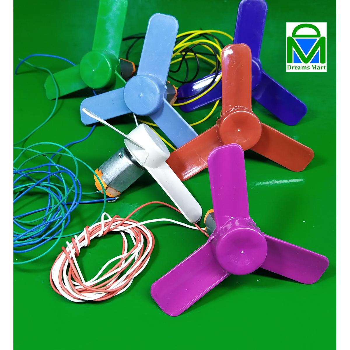 DreamsMart set of DC Motor+Propeller+Wires dc 5v motor fan DIY air propeller Fan Motor electronic kids Toy school science experiment