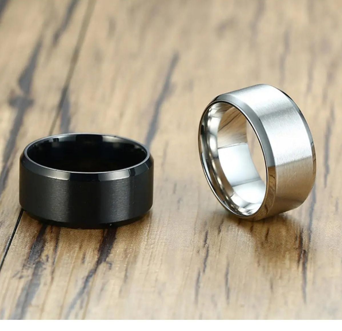 Elegant Titanium Steel Ring in Black/White - Men's Fine Jewelry