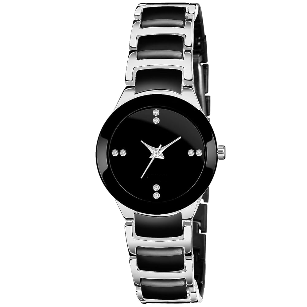 Premium Black Luxury Analog Quartz Watch for women – Elegant Stainless Steel Strap Two Tone For Girls| Luxury Perfect Ladies Gift Wrist Watches For Events