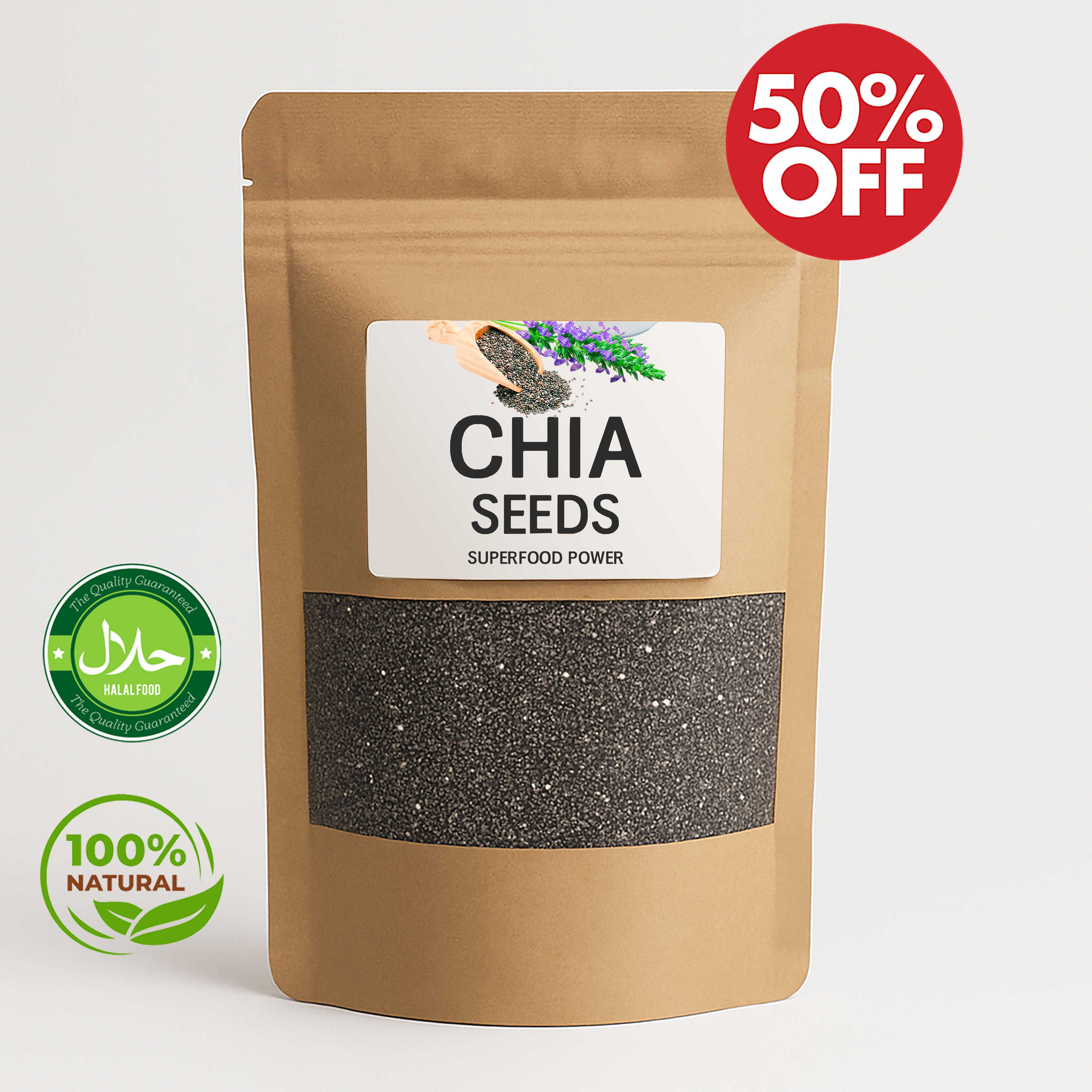 Organic Chia Seeds (Export Quality) – 100% Pure, High Protein, Rich in Omega-3 – 100g/200g/500g – Best for Weight Loss, Smoothies & Healthy Diet