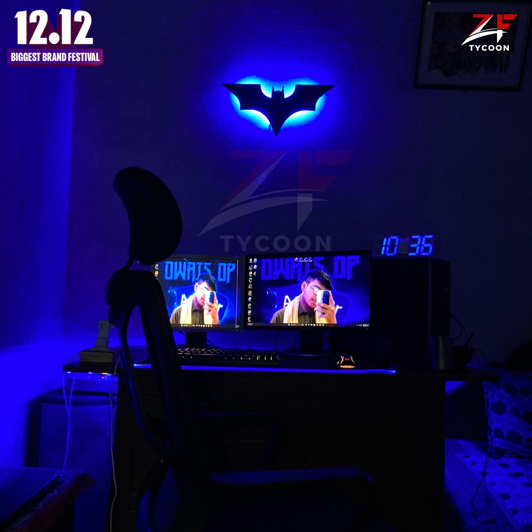 3D Batman Led Wall Lamp - Gaming Decor - ZF Tycoon room decor - Color Black