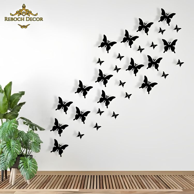 Pack of 30 Wooden Butterflies 3D Wall Decoration for Home Bedroom Living Room