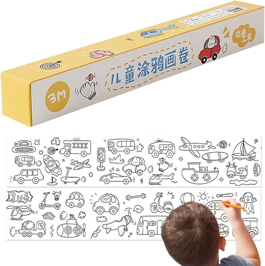 DIY Children Drawing Toys Arts Creative Handmade Graffiti Scroll Color Filling Painting Drawing Paper with Watercolor Pigments With 6 Poster Color Roll Size 150 x 19.7 CM: