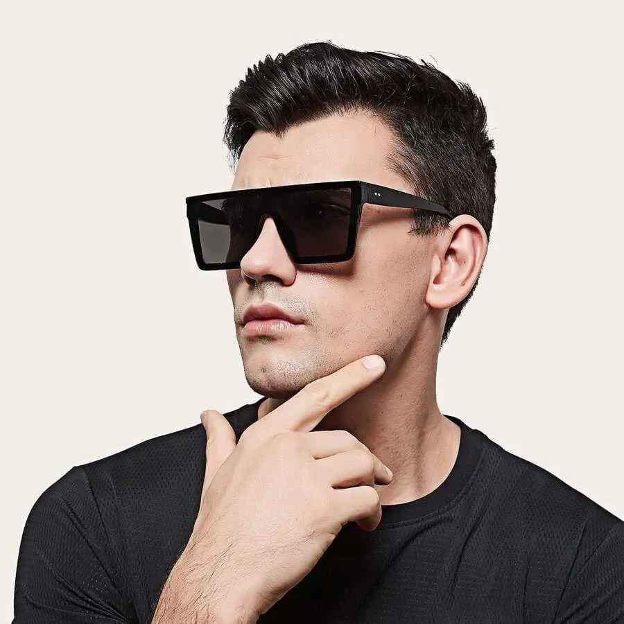 New Arrival Guru Square Fashion Sunglasses For Men Full Black and Brown / Glasses for Mens