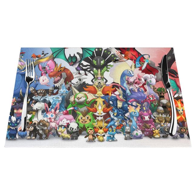 Anime Pokemon Placemat Dining Table Stain Resistant AntiSkid Washable