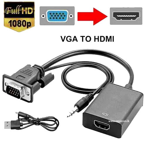 VGA to HDMI Converter With 3.5mm Audio | VGA to HDMI Adapter with 3.5 mm Audio Cable and Power Cable, VGA to HDMI Converter 1080p 60Hz, Compatible with VGA Male and HDMI Female for TV Projectors Monitors | VGA to HDMI Convertor | VGA to HDMI | HDMI | VGA