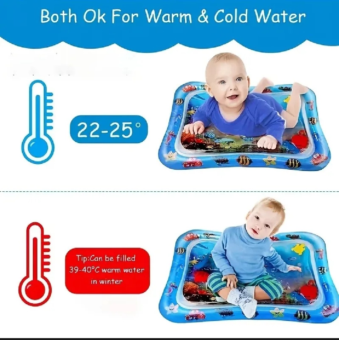 Buy premium quality baby water play mat for tummy time, safe and leak-proof inflatable water mat for infants, toddlers, early learning, sensory development, fun indoor activity, and comfortable baby playtime experience