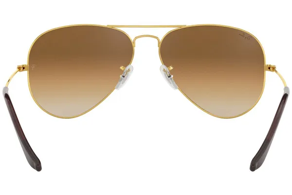 Ray Ban Aviator Gradient Metal Polished Gold Frame Light Brown