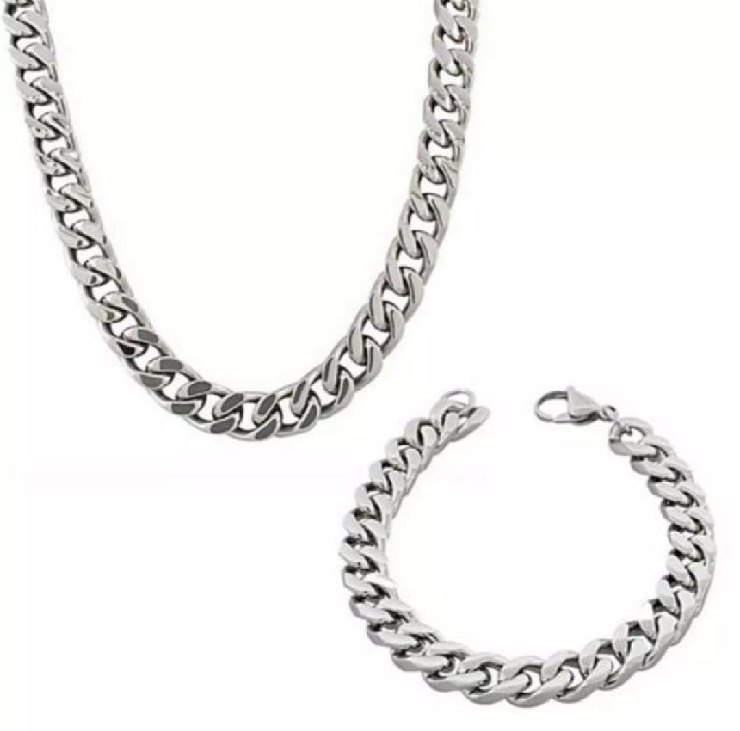 Silver Neck Chain With Free Bracelet For Girl & Boys