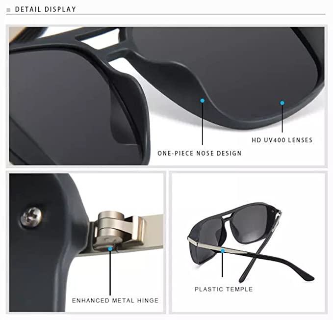 Sunglasses For Men Square Black Frame Black Lens With Box & Clean Cloth