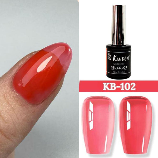 KWEEN 10ml Jelly Red Color Translucent Soak Off UV Gel Nail Polish For Nail Art