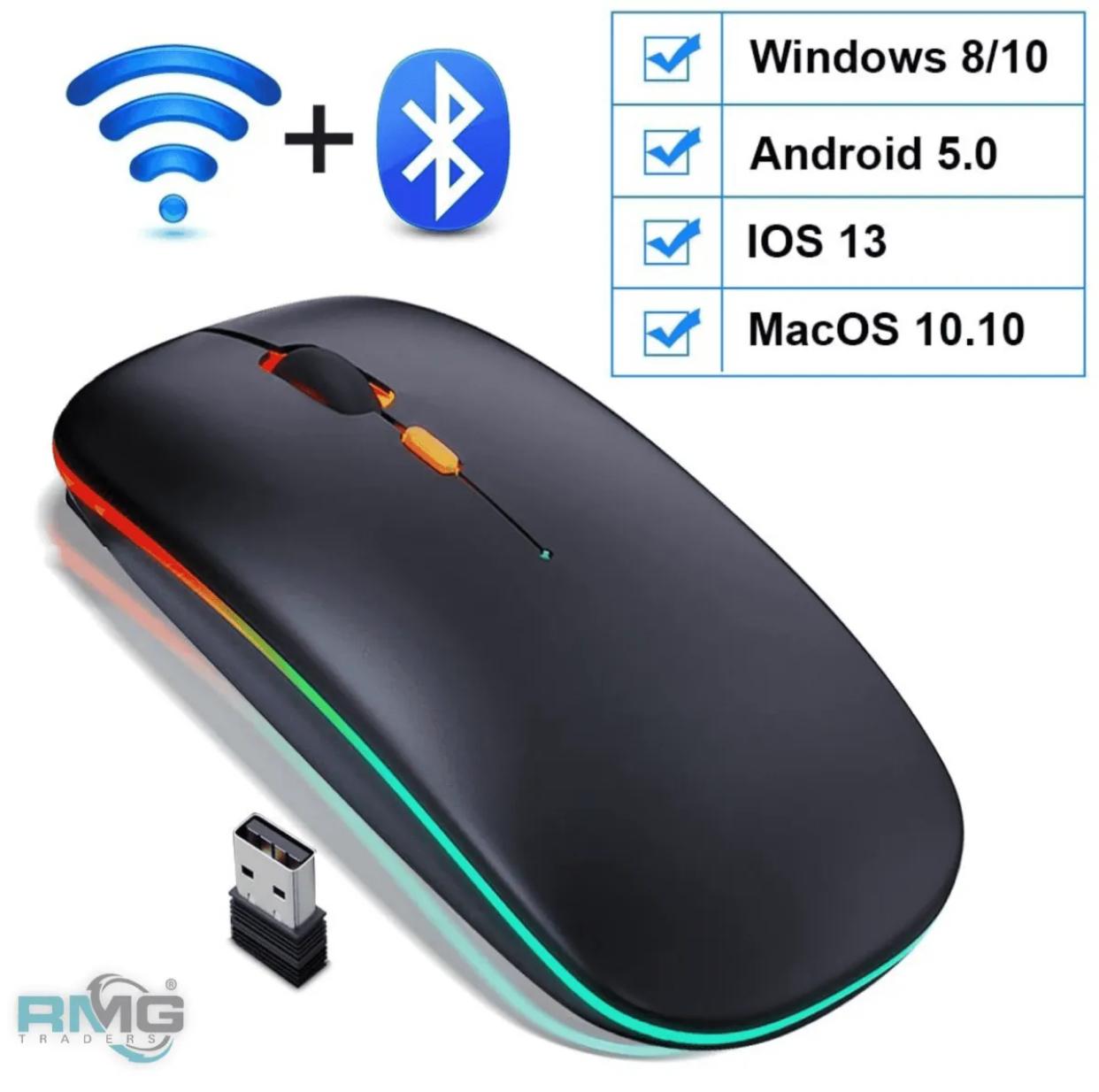 HP W10 Wireless Rechargeable Mouse With RGB Lights Adjustable DPI Silent Click With Ultra Thin
