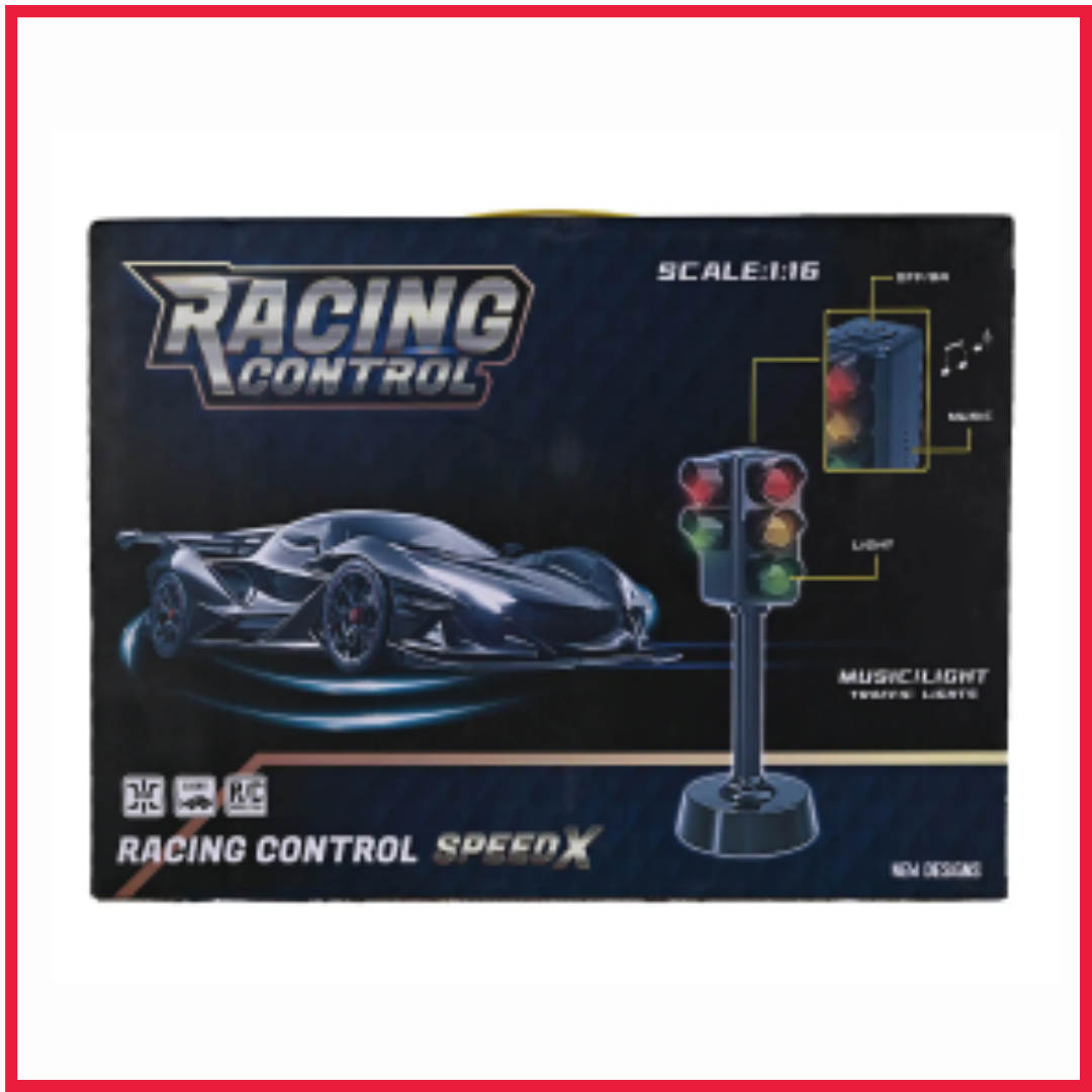 Racing Control SpeedX Car with Traffic Signal | Rechargeable Car Remote Control Car Full Gaming Car with Steering & Pedal Race Brake