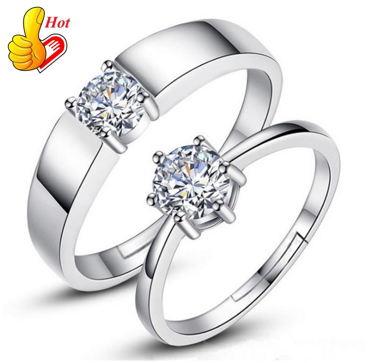 Classic Couple Rings For Men Women CZ Stone Trendy Wedding Lovers' Ring Jewelry