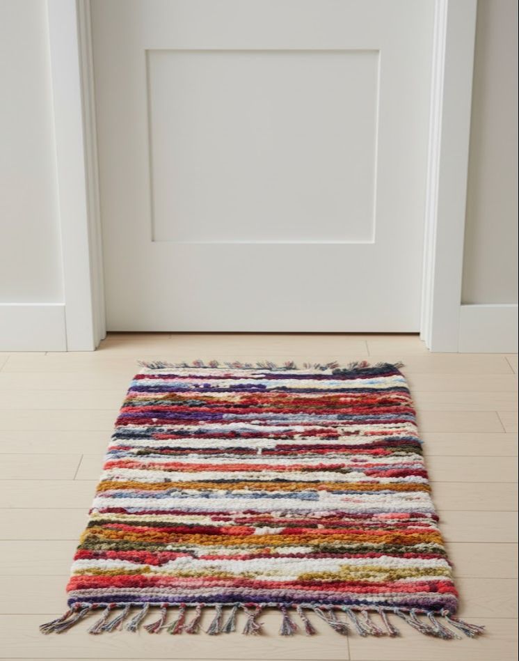 Handmade Velvet Floor Mat with Tassel Edges  Bath Mat Soft Non-Slip - Washable Door Mat for Bathroom, Entryway , Bedroom  , Shower Room, Tub, Kitchen, Sink  Anti Slip Floor Carpet, Rug - ( 3x2 ft )