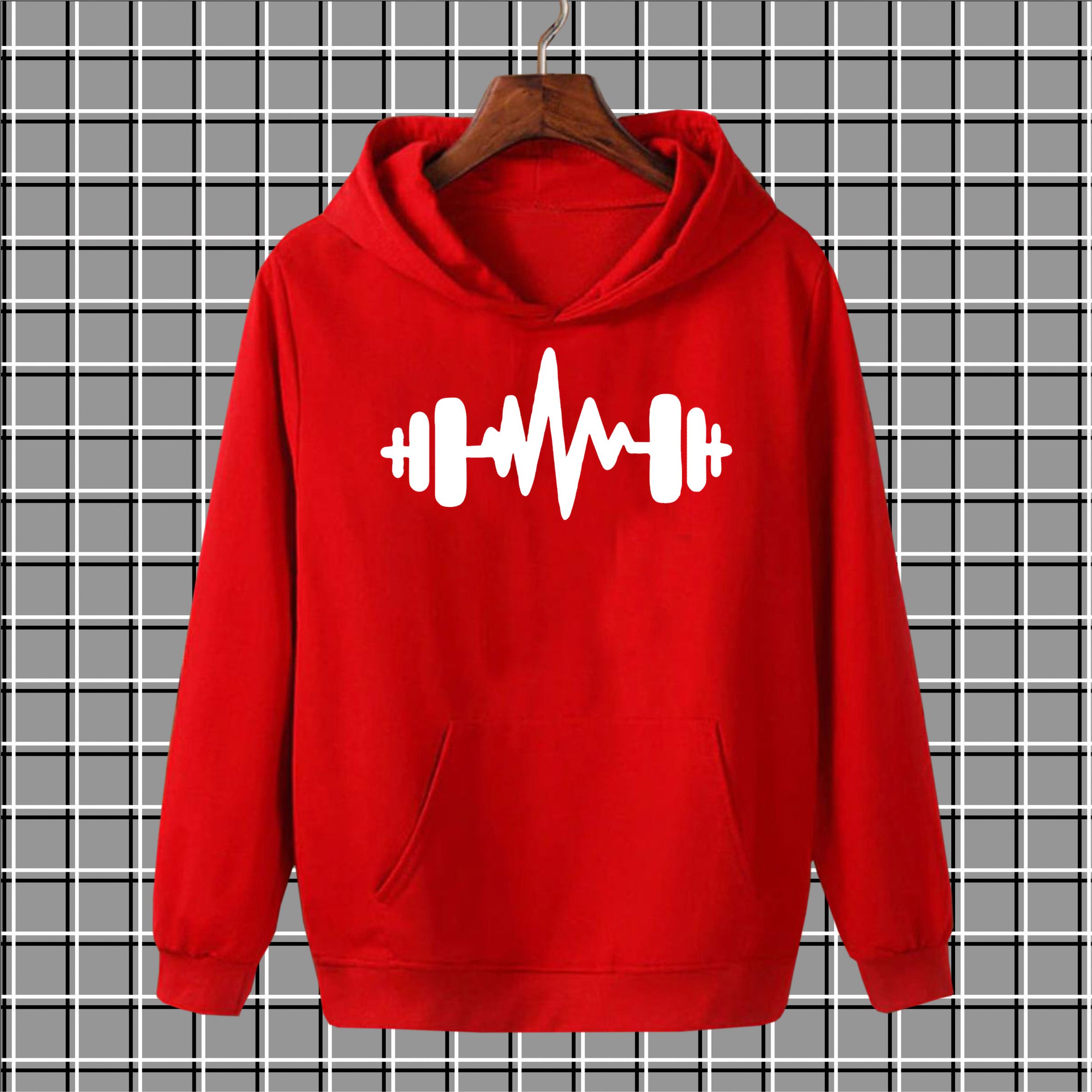 Brown dumbell pullover warm fleece kangroo hoodie for men and boys