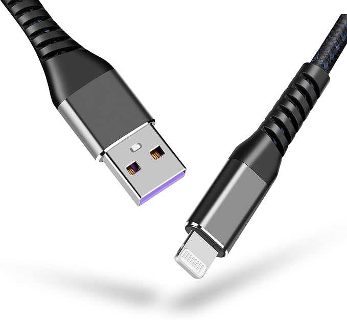 3A Fast Charging 1M Braided Lightning-Pin USB Cable - Ultra Durable Heavy Duty Data Sync Cord