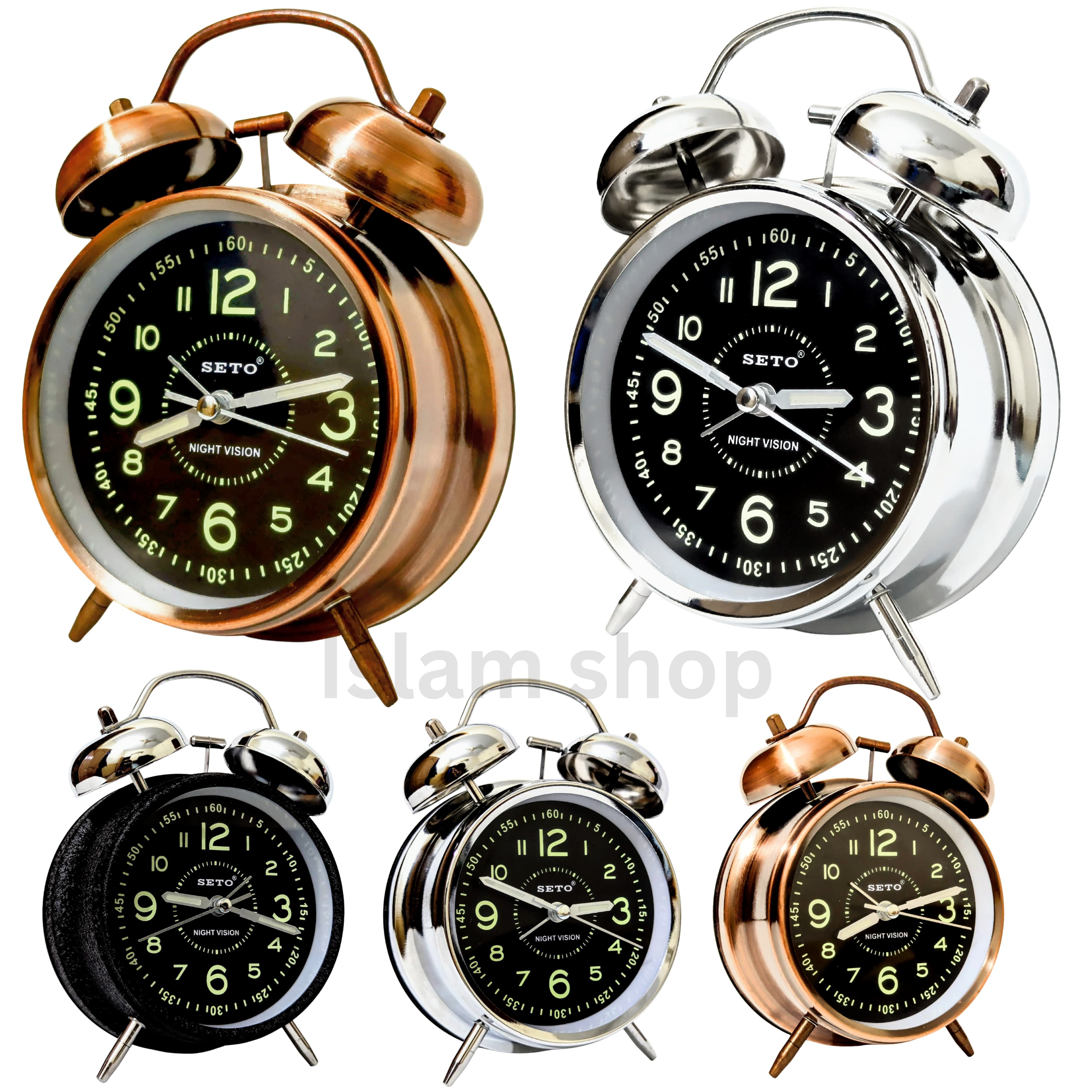 Super Loud Alarm Clock Metal Twin Bell Alarm Clock with Night Light Retro Bedside Clock Silent Table Desk Clocks for Home Bedroo