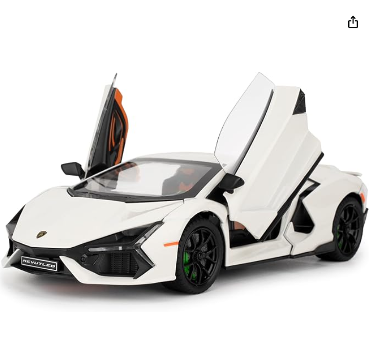 Lamborghini Revuelto Toy Car, 1/24 Diecast Model Car with Sound, Light and Pullback, Collector Model Car, Gift for Children with Smoke Feature view 7