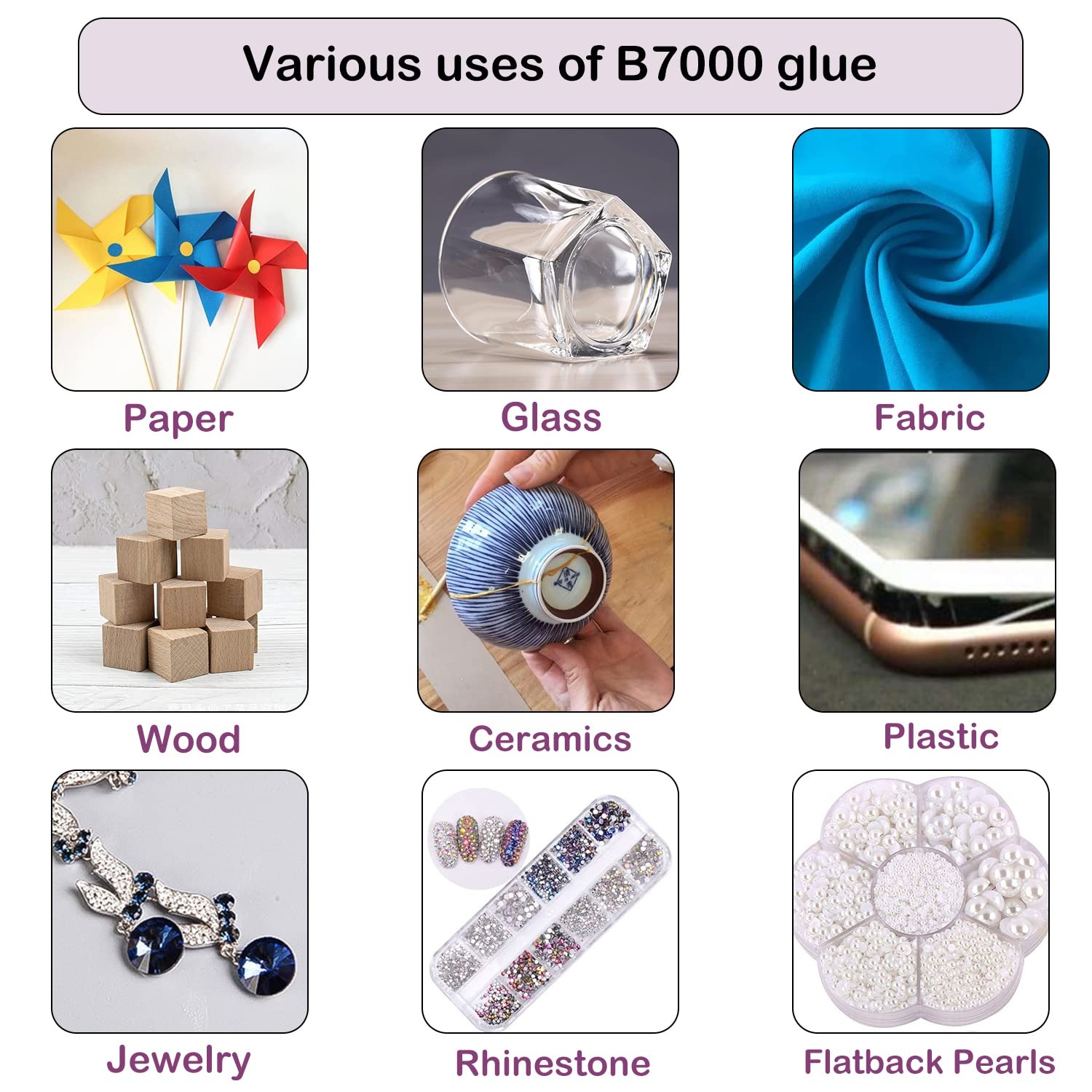 110ML & 50ML B-6000 / B-7000 Clear Glue – Strong Multipurpose Adhesive for Rhinestones, Jewelry Making, Fabric, Beads, Nail Art & DIY Crafts | Moti Mahal Crafts