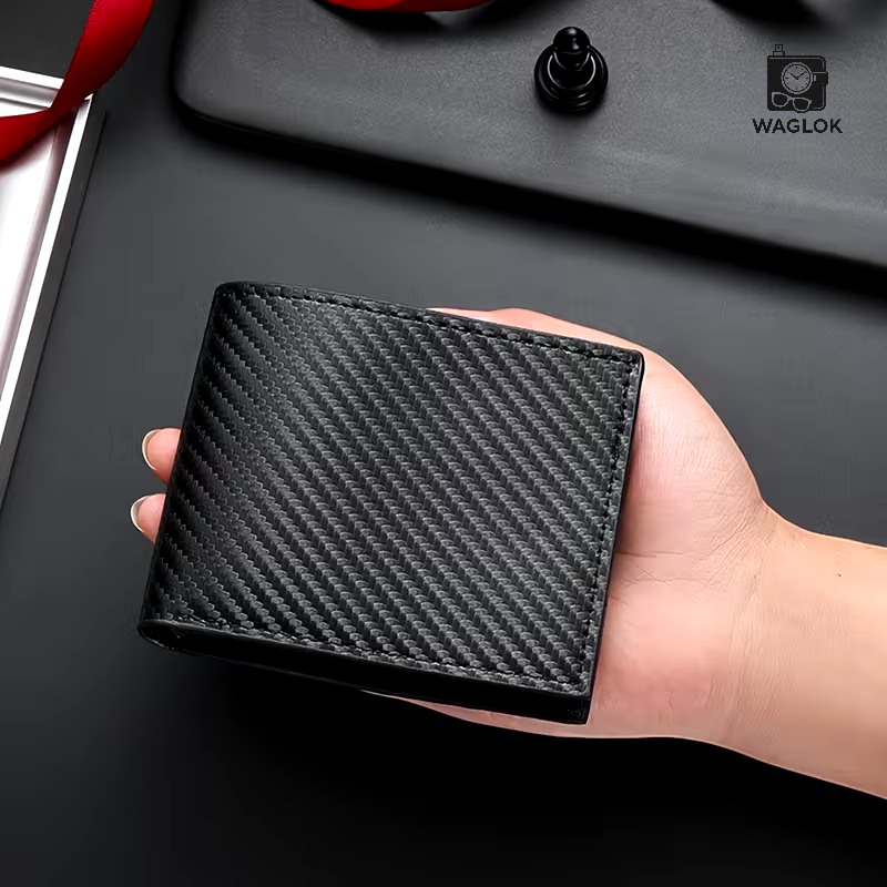Carbon Fiber Texture Wallet for Men With Box – Slim & Stylish Bifold Wallet
