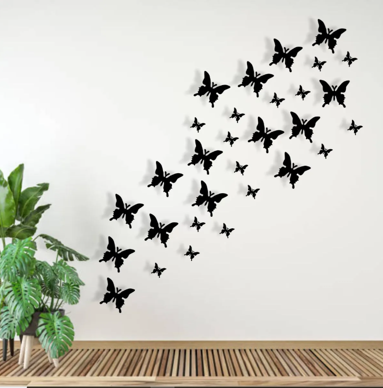 Pack of 30 Wooden Butterflys | 3D Butterflys Wooden Wall Decoration Items for Home, Bedrooms Inspire Kids and Look Decent