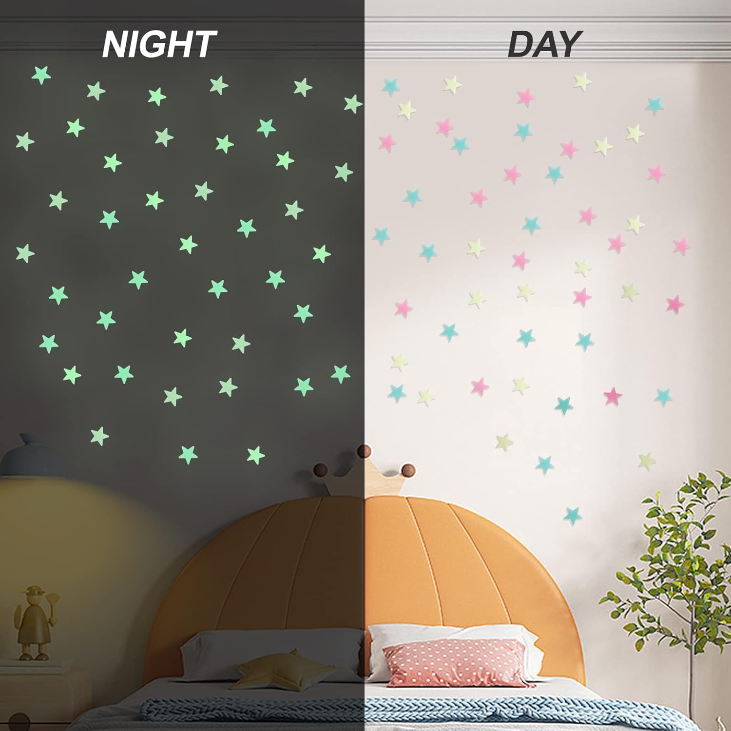 [High Quality] 100pcsGlowing star 3D stars stickers room decoration glow shine in the dark Luminous on Wall Glowing star Stickers for Kids Room living room decoration