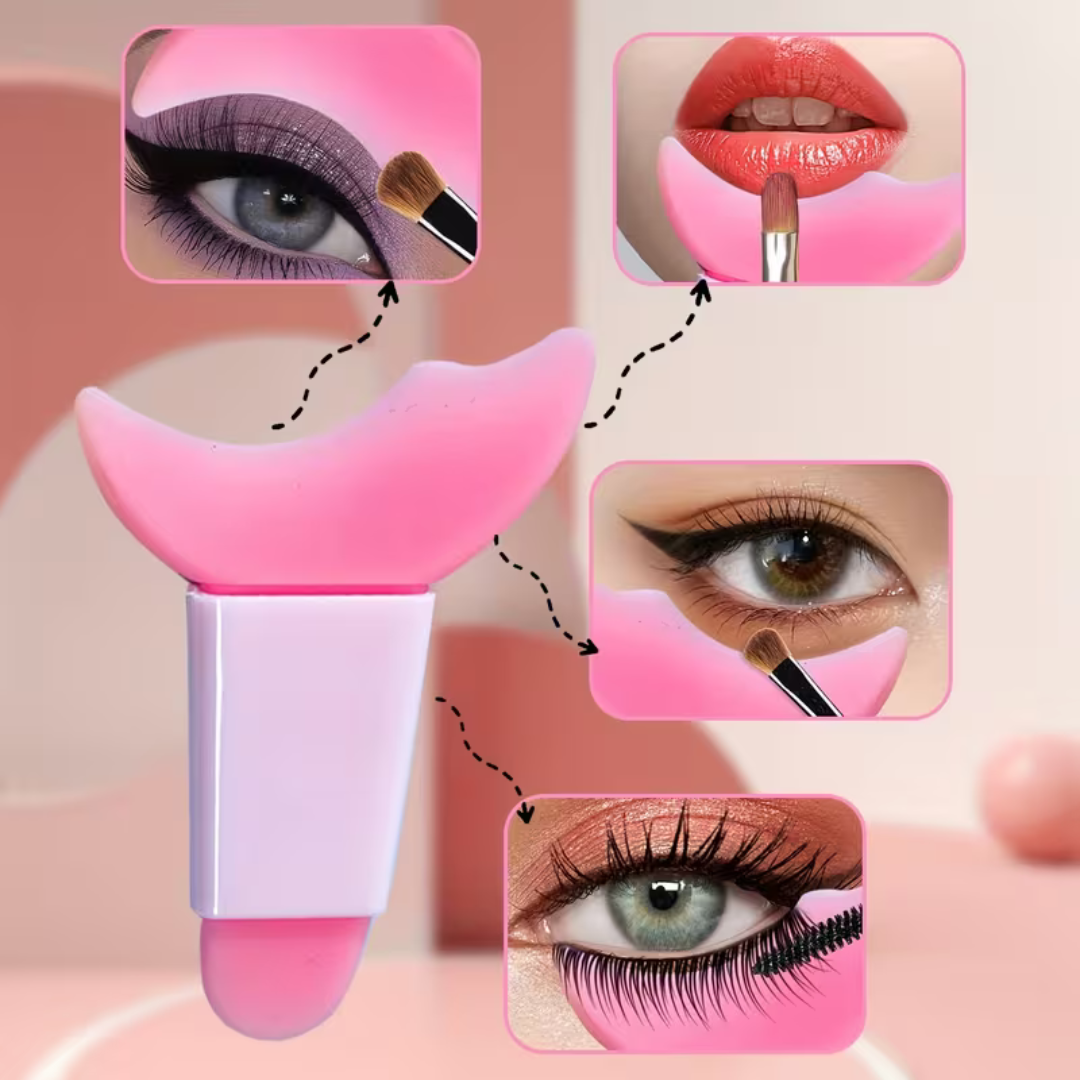 Silicone 2-in-1 Makeup Tool: Eyeliner Tool, Mascara Shield, Eyeliner Guide, Eyeshadow Shield, Makeup for Beginners, Artist Essentials, Beauty Tools, Simple Makeup (Washable, Multi-Use)