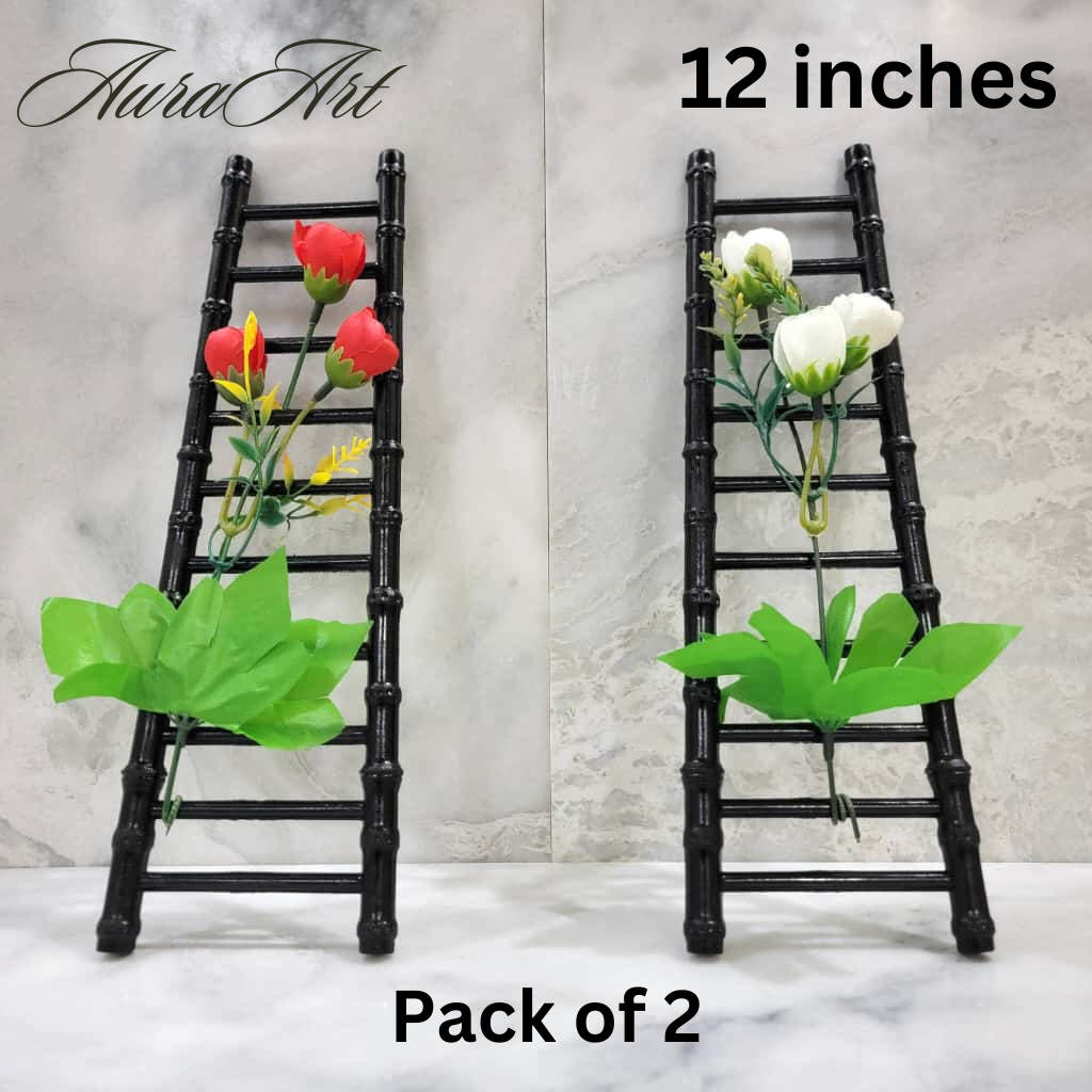 Pack of 3, 5 Artificial Small Plants - 6 Inches High Quality Table Top Decor in White Pots