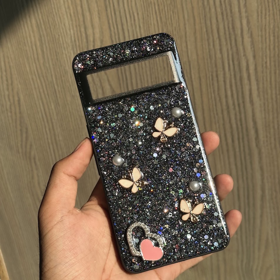 Luxury Glitter Butterfly Case for Google Pixel 7A / 7 Pro / 8 Pro / 6 Pro | Soft TPU Sparkle Bling Shockproof Protective Back Cover for Women & Girls